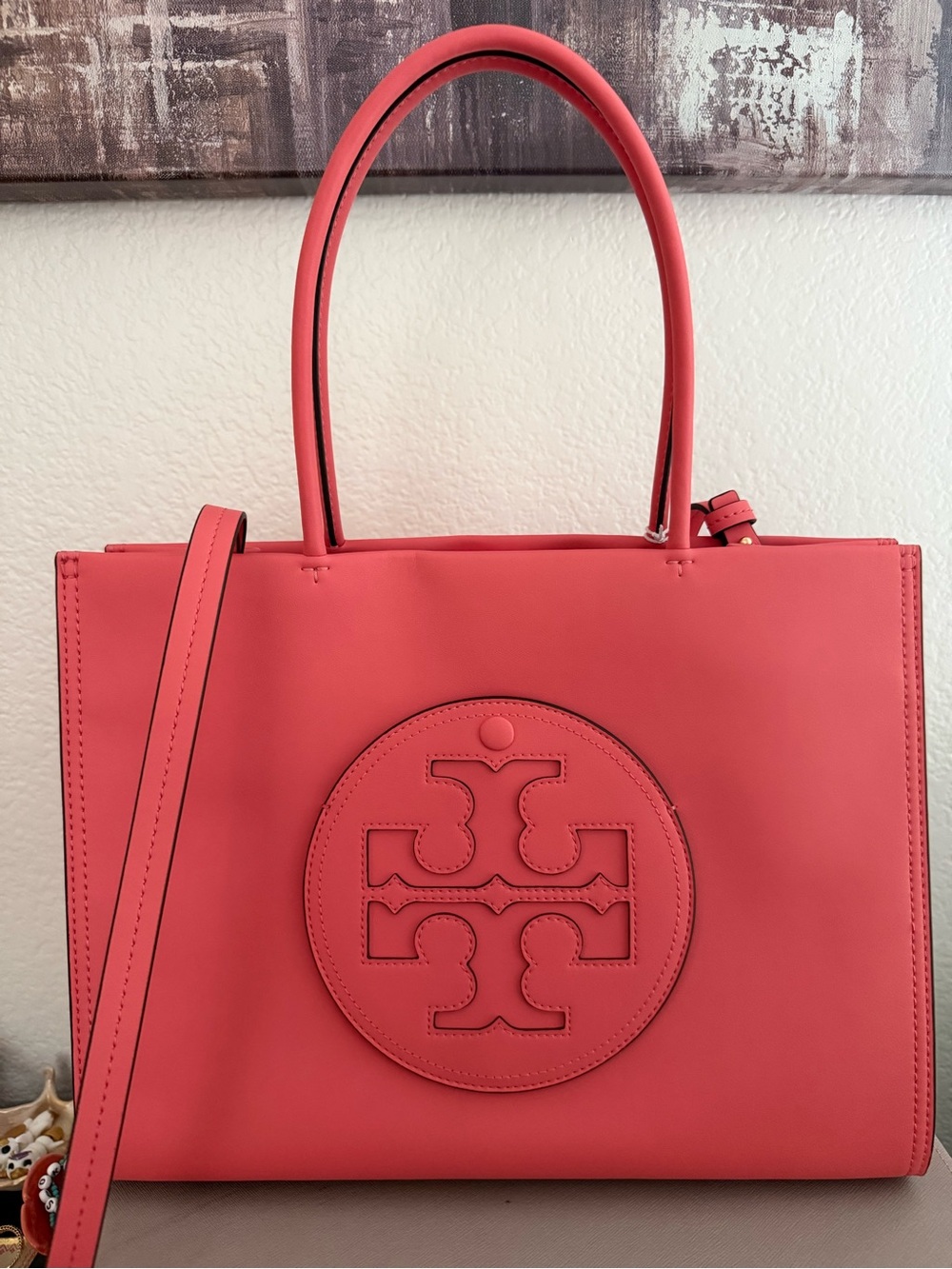 Tory Burch Ella Bio Coral-Red Logo Tote